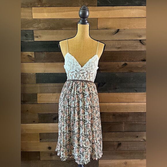 Worthington Dresses & Skirts - Worthington Chiffon Pleated Brown Layered Floral Midi Skirt Elastic Waist XL